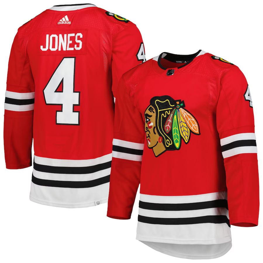 Men Chicago Blackhawks 4 Seth Jones adidas Red Primegreen Authentic Pro Home Player NHL Jersey